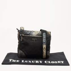 Pre Owned Prada Multicolor Nylon and Python Messenger bag