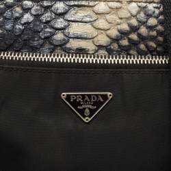 Pre Owned Prada Multicolor Nylon and Python Messenger bag