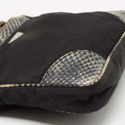 Pre Owned Prada Multicolor Nylon and Python Messenger bag