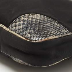 Pre Owned Prada Multicolor Nylon and Python Messenger bag