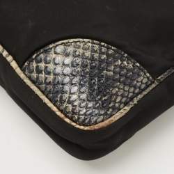 Pre Owned Prada Multicolor Nylon and Python Messenger bag