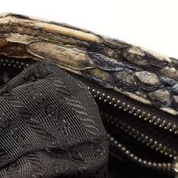 Pre Owned Prada Multicolor Nylon and Python Messenger bag