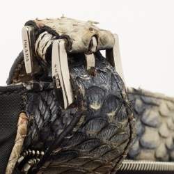 Pre Owned Prada Multicolor Nylon and Python Messenger bag