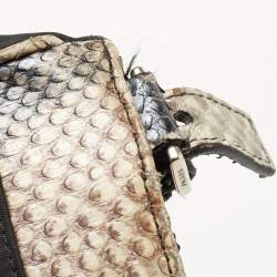 Pre Owned Prada Multicolor Nylon and Python Messenger bag