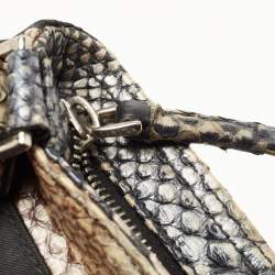 Pre Owned Prada Multicolor Nylon and Python Messenger bag