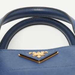 Pre Owned Prada Blue Saffiano Leather Triple Pocket Convertible Tote