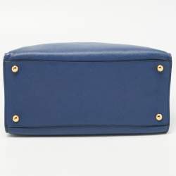 Pre Owned Prada Blue Saffiano Leather Triple Pocket Convertible Tote