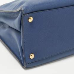 Pre Owned Prada Blue Saffiano Leather Triple Pocket Convertible Tote