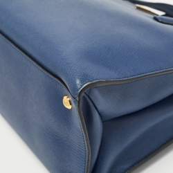 Pre Owned Prada Blue Saffiano Leather Triple Pocket Convertible Tote