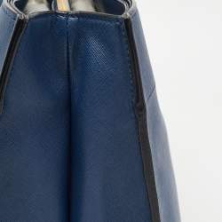 Pre Owned Prada Blue Saffiano Leather Triple Pocket Convertible Tote