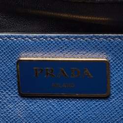 Pre Owned Prada Blue Saffiano Leather Triple Pocket Convertible Tote