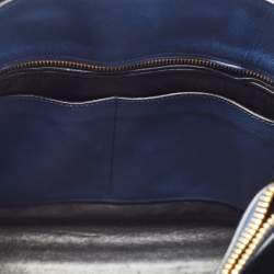 Pre Owned Prada Blue Saffiano Leather Triple Pocket Convertible Tote