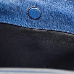 Pre Owned Prada Blue Saffiano Leather Triple Pocket Convertible Tote