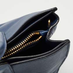 Pre Owned Prada Blue Saffiano Leather Triple Pocket Convertible Tote