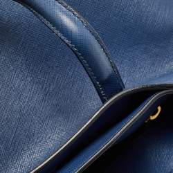 Pre Owned Prada Blue Saffiano Leather Triple Pocket Convertible Tote