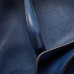 Pre Owned Prada Blue Saffiano Leather Triple Pocket Convertible Tote