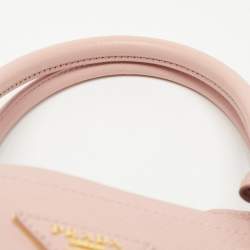 Prada Pink Saffiano Cuir Leather Medium Double Handle Tote