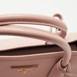 Prada Pink Saffiano Cuir Leather Medium Double Handle Tote