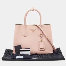 Prada Pink Saffiano Cuir Leather Medium Double Handle Tote