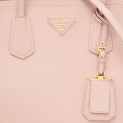 Prada Pink Saffiano Cuir Leather Medium Double Handle Tote