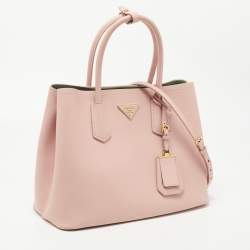 Prada Pink Saffiano Cuir Leather Medium Double Handle Tote