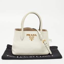 Prada Off White Vitello Daino Leather Mini Tote