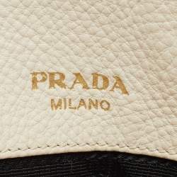 Prada Off White Vitello Daino Leather Mini Tote