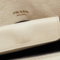 Prada Off White Vitello Daino Leather Mini Tote
