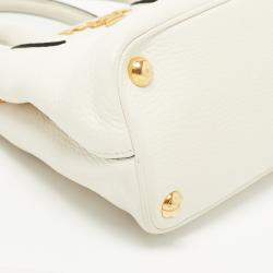 Prada Off White Vitello Daino Leather Mini Tote
