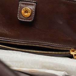 Pre Owned Prada Brown Leather Front Pocket Convertible Tote