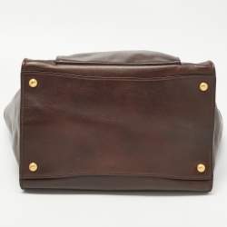 Pre Owned Prada Brown Leather Front Pocket Convertible Tote