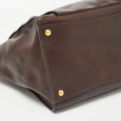 Pre Owned Prada Brown Leather Front Pocket Convertible Tote