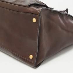 Pre Owned Prada Brown Leather Front Pocket Convertible Tote