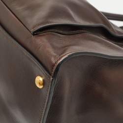 Pre Owned Prada Brown Leather Front Pocket Convertible Tote