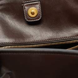 Pre Owned Prada Brown Leather Front Pocket Convertible Tote