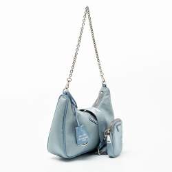 Pre Owned Prada Blue Nylon and Leather Re-Edition 2005 Shoulder Bag