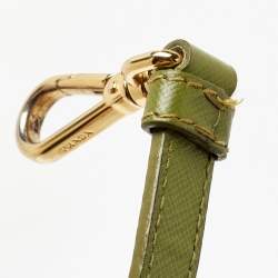 Pre Owned Prada Green Saffiano Lux Leather Small Double Zip Tote