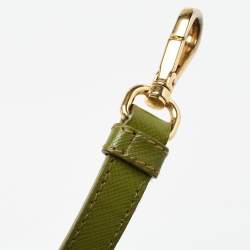 Pre Owned Prada Green Saffiano Lux Leather Small Double Zip Tote
