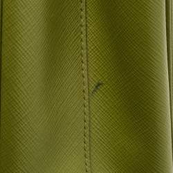 Pre Owned Prada Green Saffiano Lux Leather Small Double Zip Tote