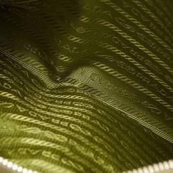 Pre Owned Prada Green Saffiano Lux Leather Small Double Zip Tote