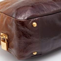 Prada Brown Ombre Patent Leather Boston Bag