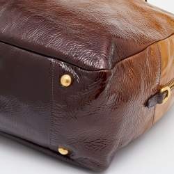 Prada Brown Ombre Patent Leather Boston Bag