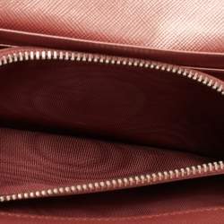 Pre Owned Prada Metallic Pink Leather Crystal Embellished Continental Wallet
