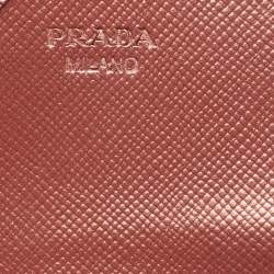 Pre Owned Prada Metallic Pink Leather Crystal Embellished Continental Wallet