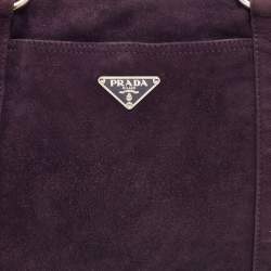 Pre Owned Prada Purple Suede Pushlock Satchel