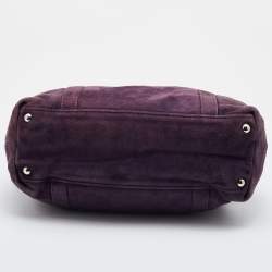 Pre Owned Prada Purple Suede Pushlock Satchel