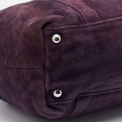 Pre Owned Prada Purple Suede Pushlock Satchel