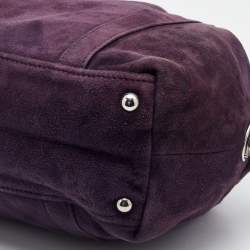 Pre Owned Prada Purple Suede Pushlock Satchel