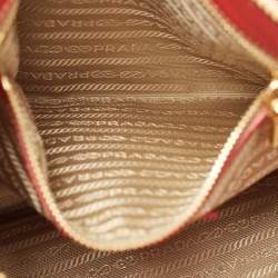 Prada Red Vitello Daino Leather Zip Hobo
