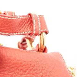 Prada Red Vitello Daino Leather Zip Hobo